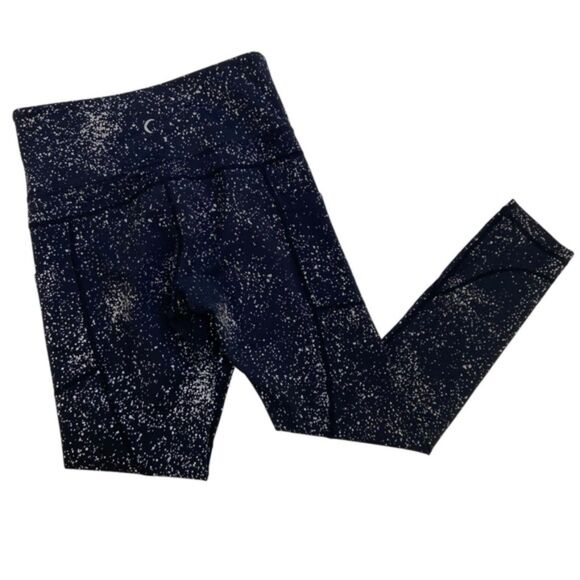 Ziya Active Black Reflected Spotted Spandex Leggings 7/8 Size 4 - Picture 7 of 11